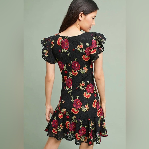 Anthropologie Poppy Dress By Eva Franco Embroidered Floral Print Size 14 - Picture 2 of 10